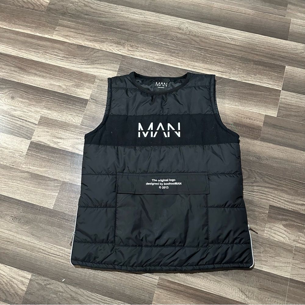 Boohoo Man black logo vest. Size S. NWOT